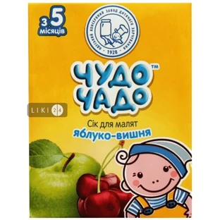 Сок яблочно-вишневый восстановленный осветленный стерилизованный тм "чудо-чадо" 200 мл, с 4 мес.