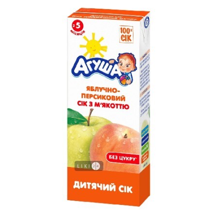 Сок яблочно-персиковый с мякотью витаминизированный восстановленный тм "агуша" 200 мл