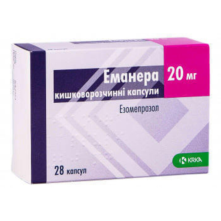 Еманера капс. кишково-розч. 20 мг блістер №28: ціни та характеристики