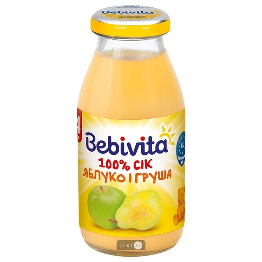 Сок фруктовий "яблуко і груша" тм "bebivita" 200 мл, з 4 міс.: ціни та характеристики