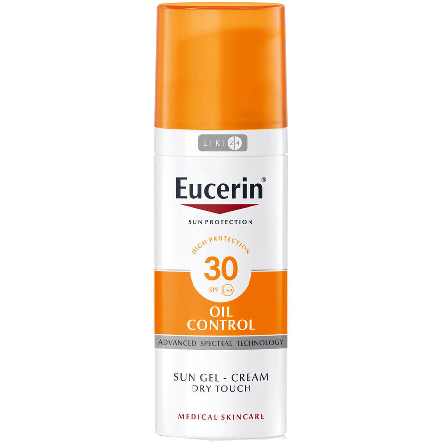 Сонцезахисний гель-крем для обличчя Eucerin Oil Control для жирної та схильної до акне шкіри SPF 30 50 мл: ціни та характеристики
