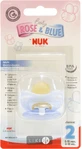 Соска-пустушка nuk ортодонтальна baby blue з кільцем латексна розмір 2