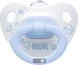 Пустушка силиконова NUK Baby Blue ортодонтальна з кільцем 0-6 міс 1 шт