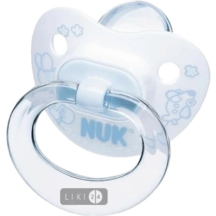 Соска-пустушка nuk ортодонтальна baby blue з кільцем силіконова розмір 2