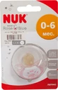 Соска-пустушка nuk ортодонтальна baby rose з кільцем латексна розмір 1
