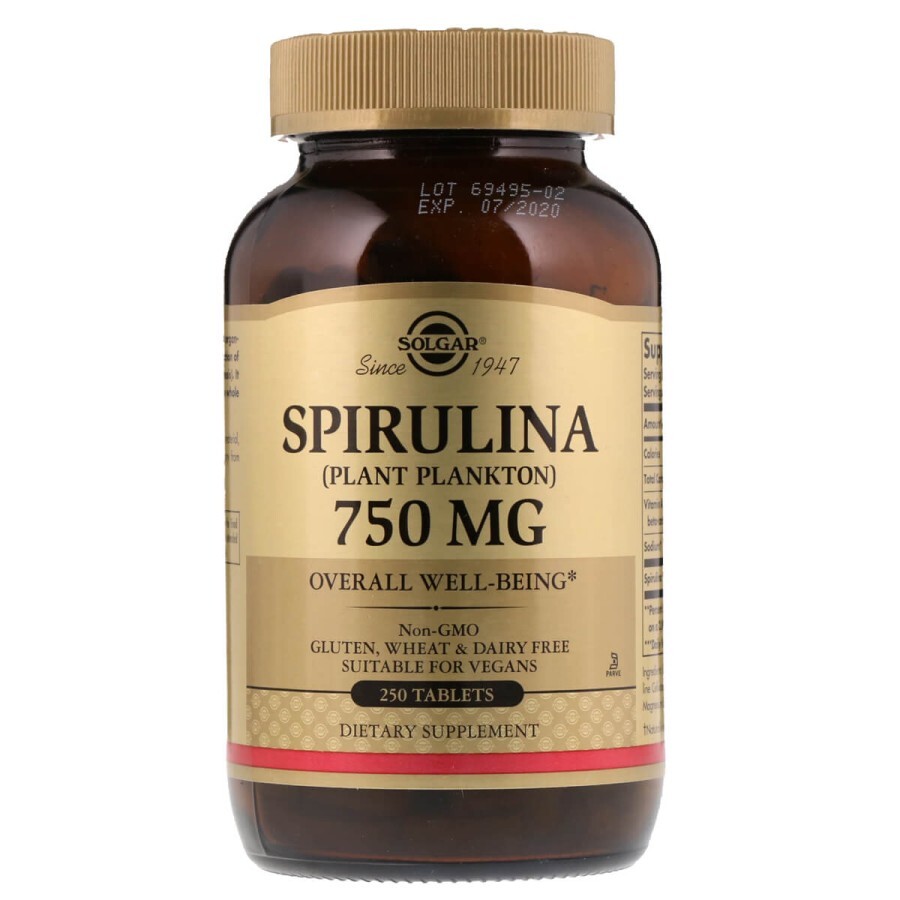 Спіруліна 750 мг Solgar 250 таблеток: ціни та характеристики