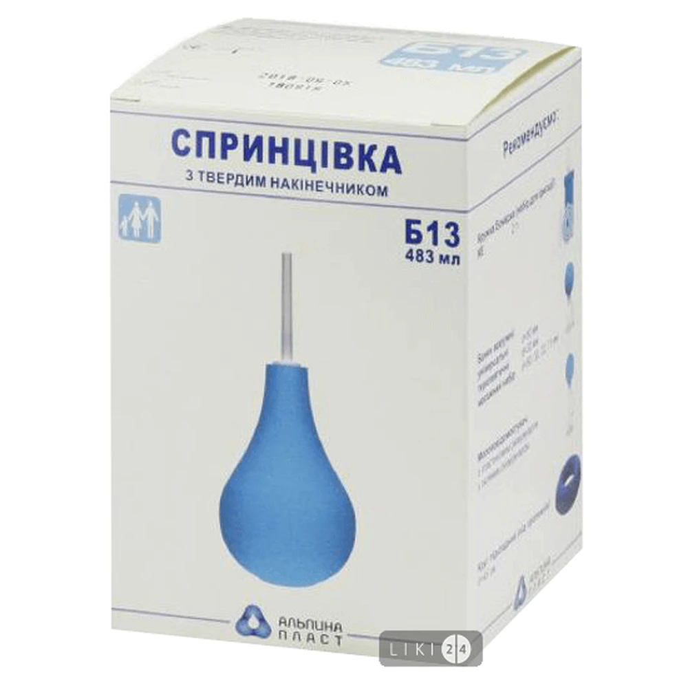 Спринцівка пластизольна полівінілхлоридна для іригації та відсмоктування рідини з порожнини організму спп-альпина-пласт розмір 13 уп. картон., тип Б, тверд. наконечн.: ціни та характеристики