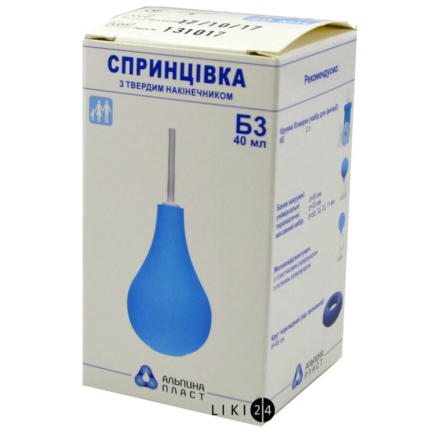 Спринцовка пластизольная поливинилхлоридная спп-альпина пласт Б-3 40 мл: цены и характеристики
