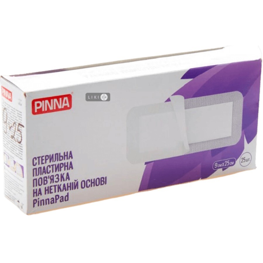 Пластырная повязка PinnaPad стерильная нетканная, 9х25 см: цены и характеристики