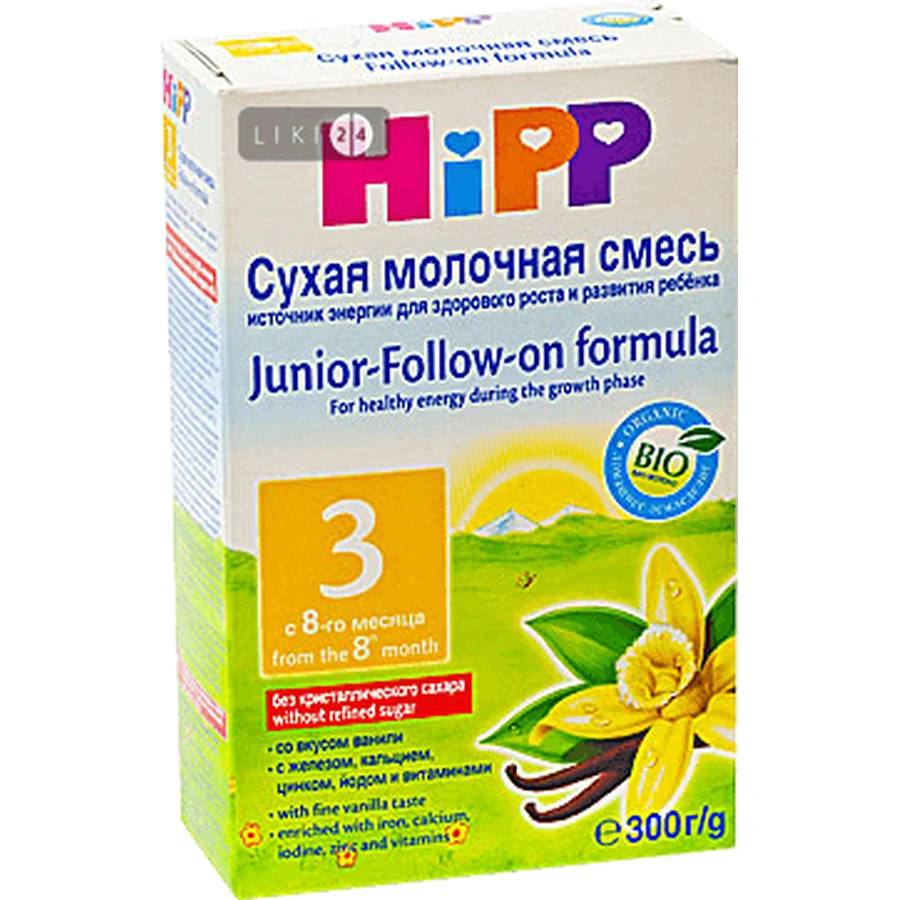 Смесь молочная "хипп 3" 300 г, со вкусом ванили: цены и характеристики