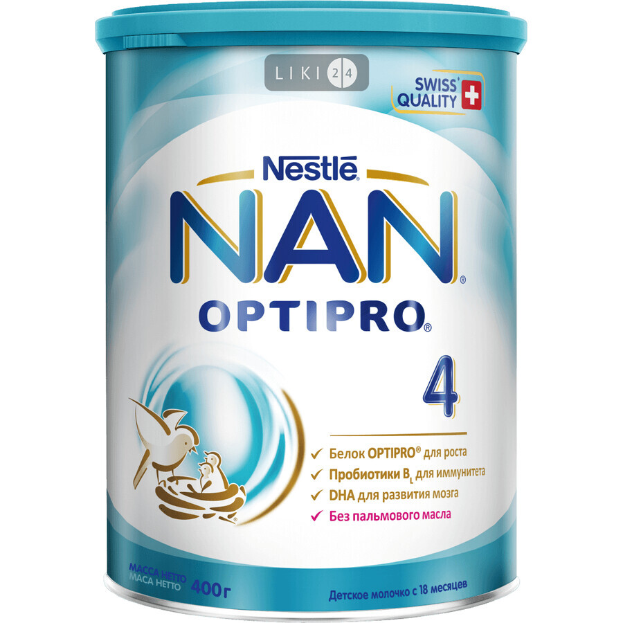 Смесь сухая NAN 4 Optipro для детей с 18 месяцев, 400 г: цены и характеристики