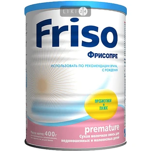 Смесь сухая молочная для малышей фрисопре "friso premature" для недоношенных детей и детей с низким весом пор. банка жестяная 400 г