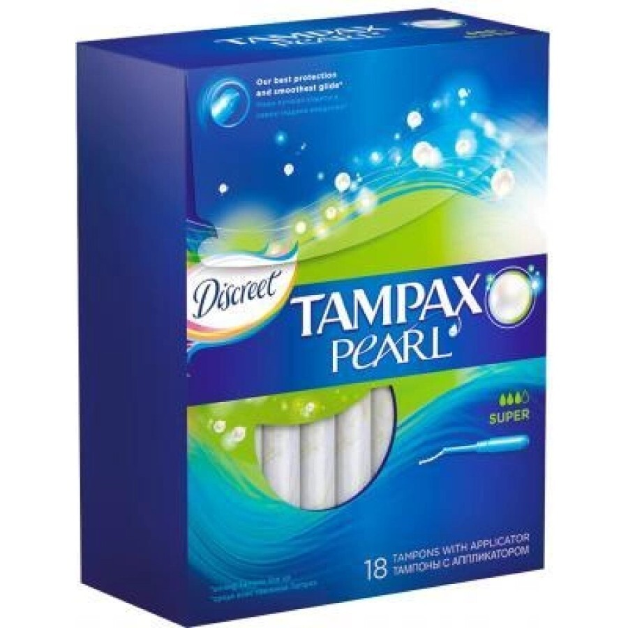 Тампони Tampax Discreet Pearl Super Duo з аплікатором 18 шт: ціни та характеристики