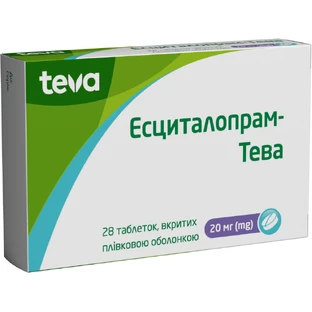 Есциталопрам-Тева табл. в/плівк. обол. 20 мг блістер №28