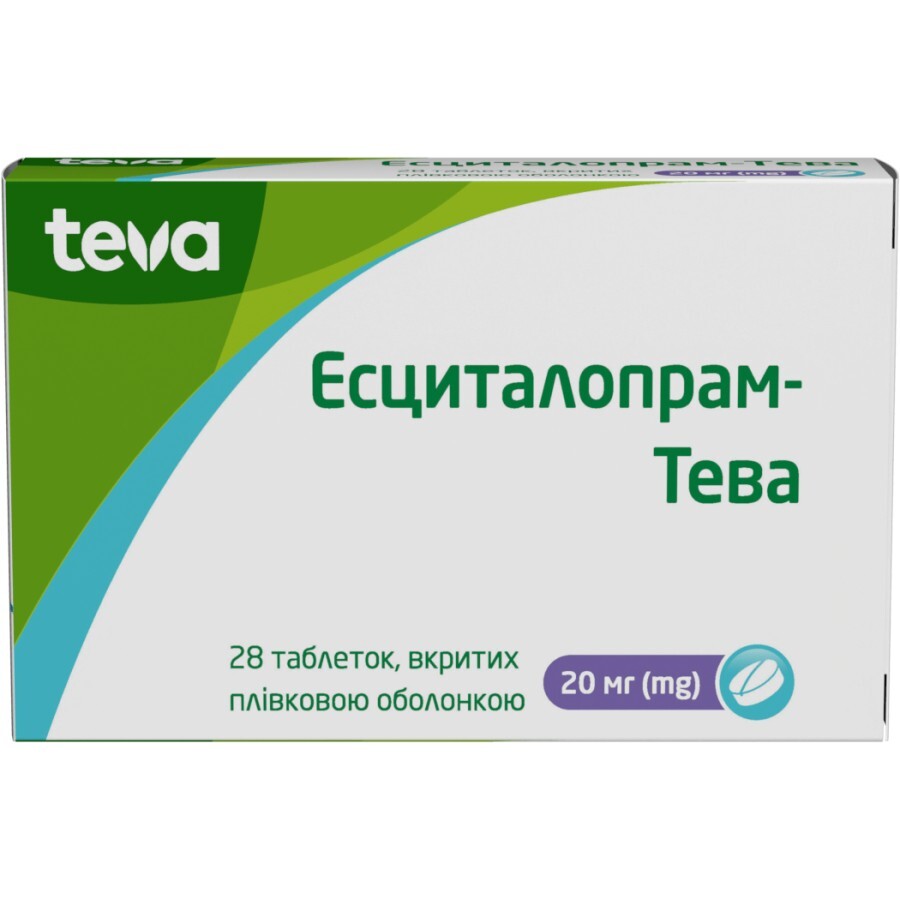 Эсциталопрам-Тева табл. п/плен. оболочкой 20 мг блистер №28: цены и характеристики