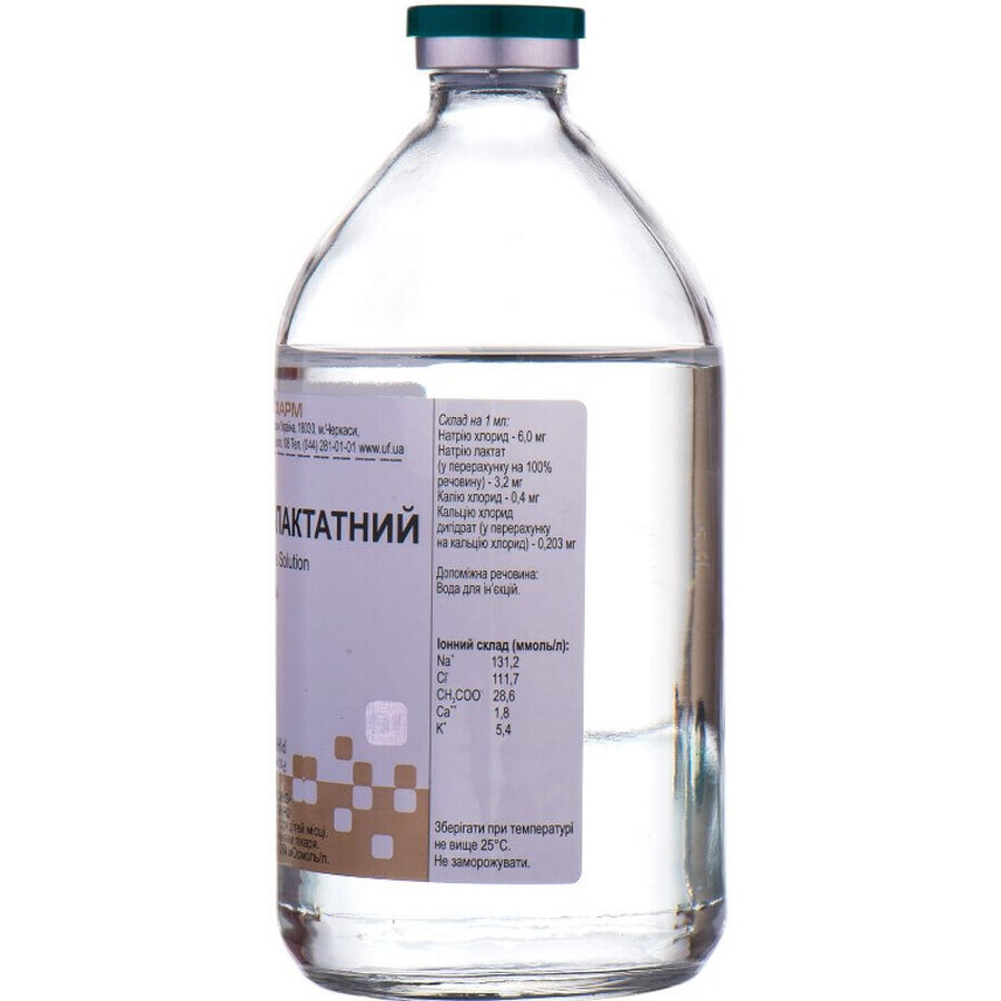 Раствор рингер-лактатный р-р д/инф. бутылка 400 мл: цены и характеристики