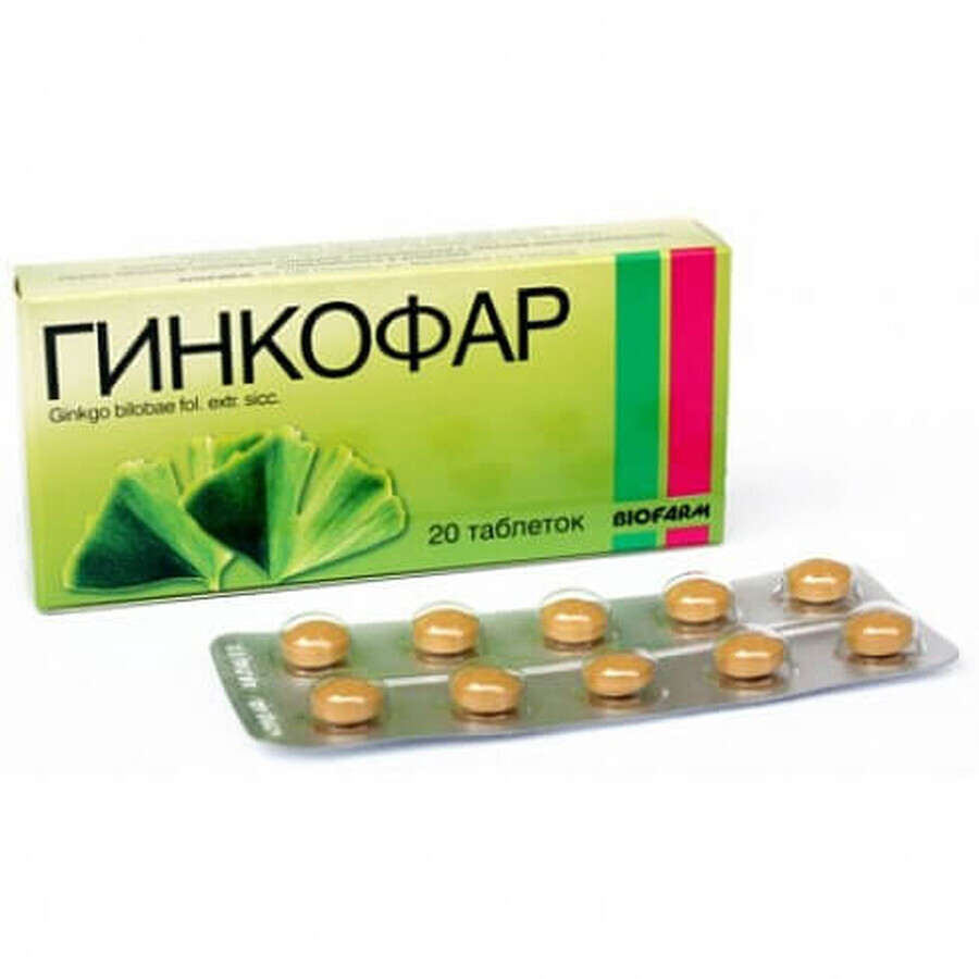 Гинкофар табл. п/о 40 мг блистер №20: цены и характеристики