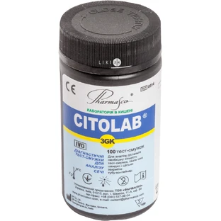 Тест-полоски Citolab 3 GК для определения глюкозы, белка и кетонов, №100