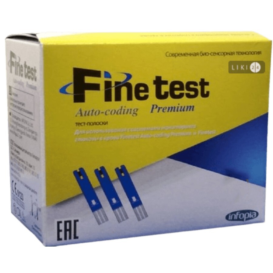 Тест-смужки для глюкометра Infopia Finetest auto-coding Premium №100: ціни та характеристики