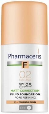 Матирующий тональный флюид Pharmaceris F SPF 25, сужающий поры, цвет натуральный 30 мл