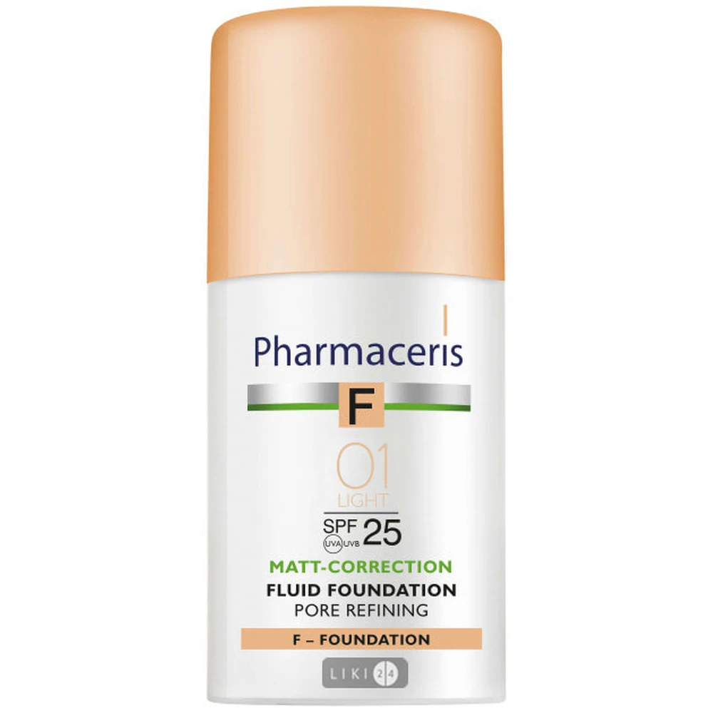 Матуючий тональний флюїд Pharmaceris F SPF 25 звужує пори Слонова кістка 30 мл: ціни та характеристики