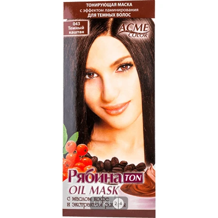 Тонуюча маска для волосся acme-color "рябина ton oil mask" 043 30 мл, темный каштан: ціни та характеристики