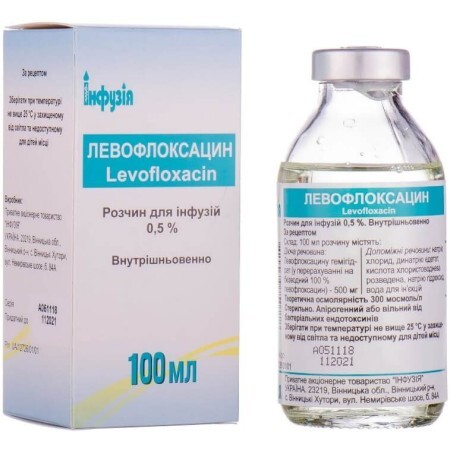 Левофлоксацин р-н д/інф. 0,5 % пляшка 100 мл