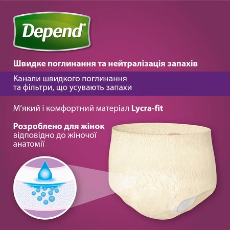 Трусы-подгузники для взрослых Depend для женщин L 9 шт: цены и характеристики