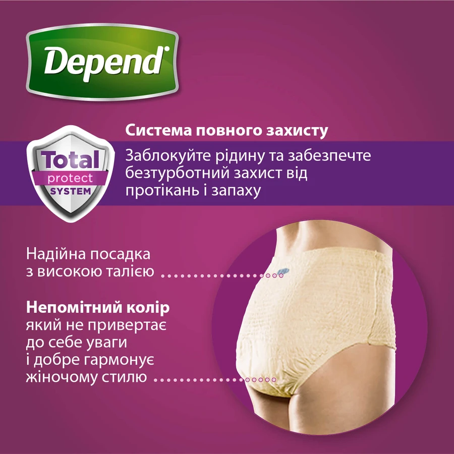 Трусы-подгузники для взрослых Depend для женщин L 9 шт: цены и характеристики