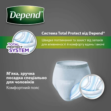 Труси-підгузки Depend для чоловіків L 9 шт: ціни та характеристики