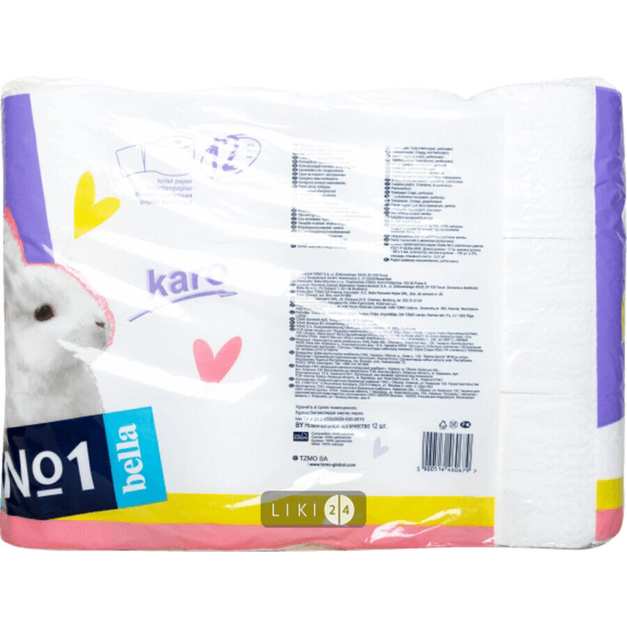 Туалетний папір Bella Karo ролик, білий 12 шт: ціни та характеристики