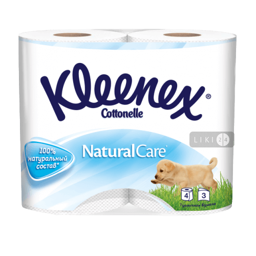

Туалетний папір Kleenex Classic Nature білого кольору 4 шт, Classic Nature, білого кольору