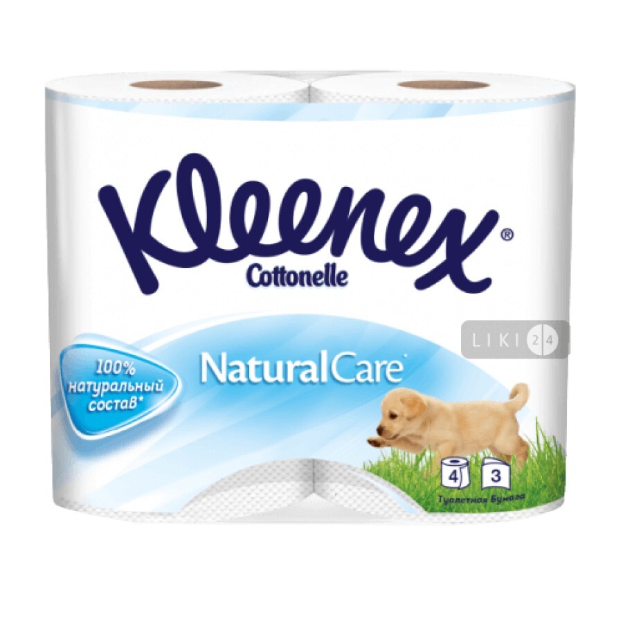 Туалетний папір Kleenex Classic Nature білого кольору 4 шт: ціни та характеристики
