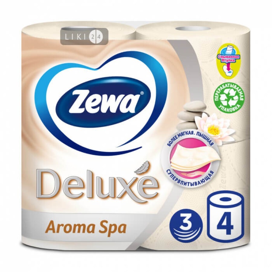 Туалетний папір Zewa Deluxe Aroma Spa 4 шт: ціни та характеристики