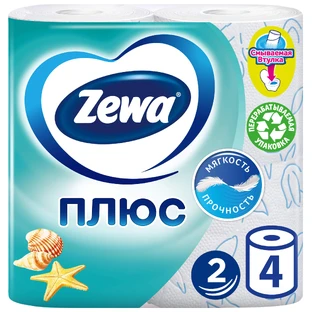Двошарова туалетний папір Zewa Plus Свіжість Океану 4 шт