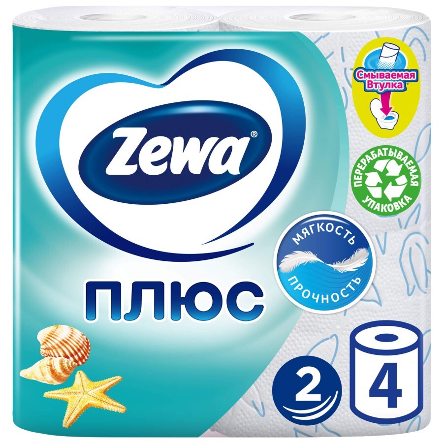 Двошарова туалетний папір Zewa Plus Свіжість Океану 4 шт: ціни та характеристики