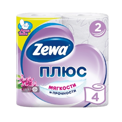 

Двошарова туалетний папір Zewa Plus Бузок 4 шт, Сирень рулон
