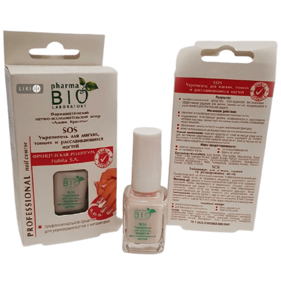 Укрепитель Pharma Bio Laboratory SOS для мягких тонких и расслаивающихся ногтей, 12 мл: цены и характеристики
