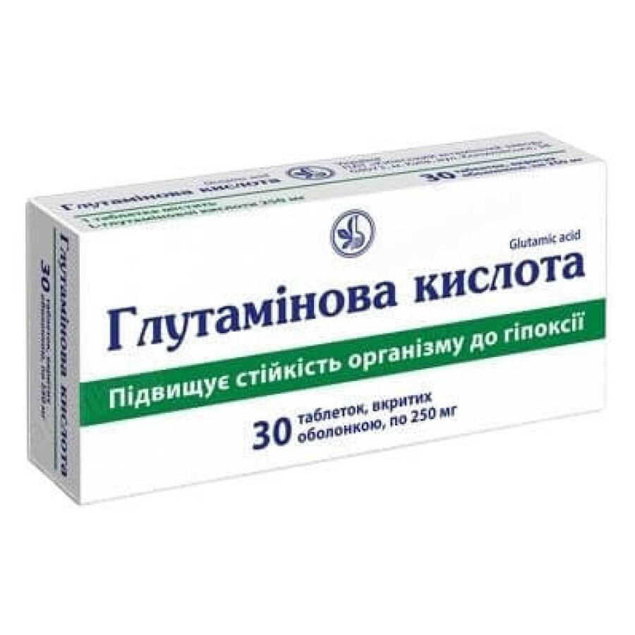 Глутамінова кислота табл. в/о 250 мг блістер №30: ціни та характеристики