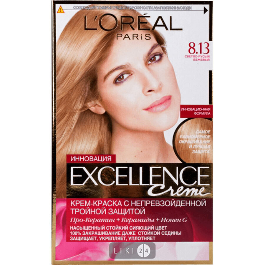 Краска для волос excellence creme линии "elseve" тм "l'oreal paris" 8.13: цены и характеристики