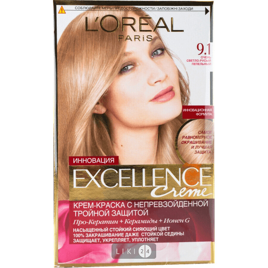 Краска для волос excellence creme линии "elseve" тм "l'oreal paris" 9.1: цены и характеристики
