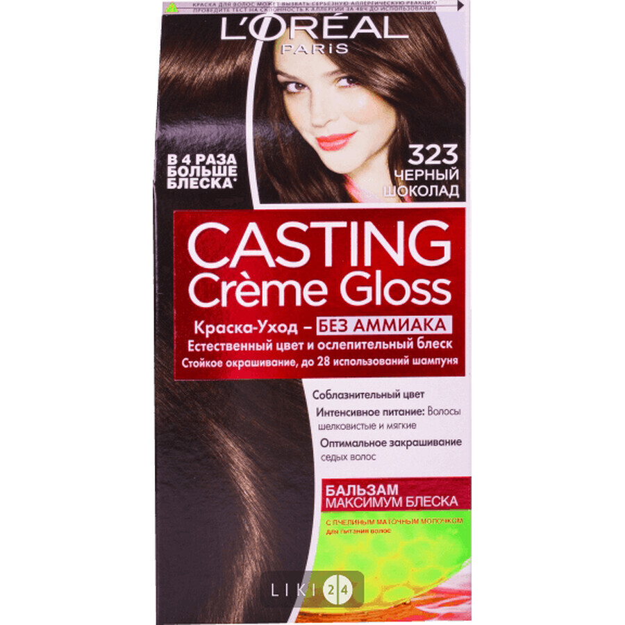 Краска для волос L'Oreal Paris Casting Creme Gloss 323, черный шоколад: цены и характеристики