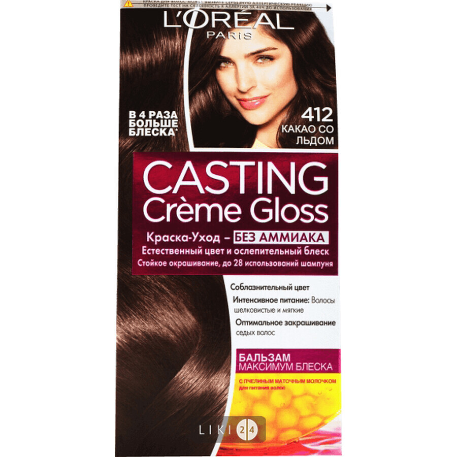 Краска для волос L'Oreal Paris Casting Creme Gloss 412, какао со льдом: цены и характеристики