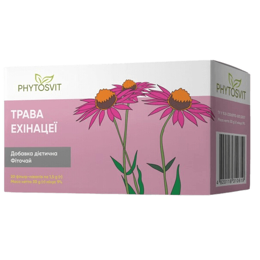 Фіточай Phytosvit трава Ехінацеї по 1,5 г №20, в фільтр пакетах: ціни та характеристики