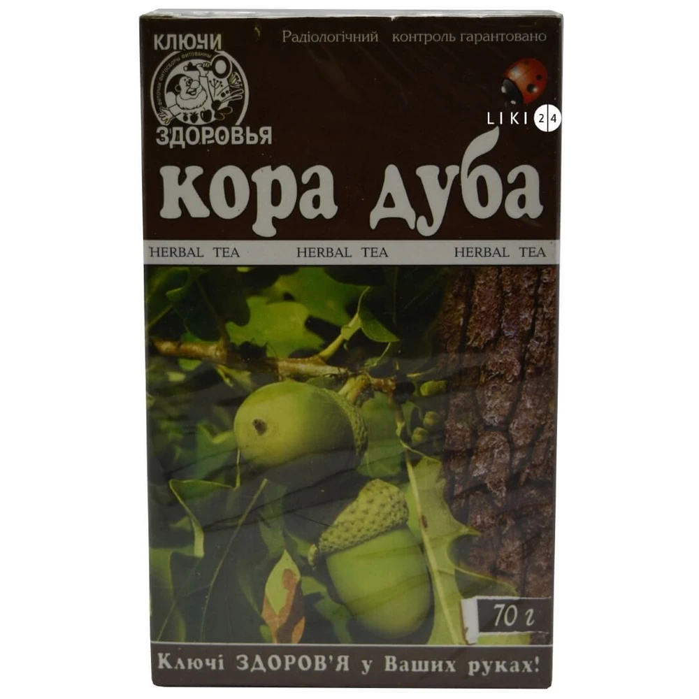 Фіточай Ключі здоров'я Кора дуба 70 г: ціни та характеристики