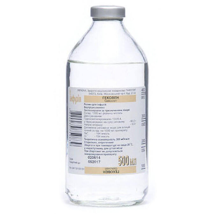 Гековен р-н д/інф. пляшка 500 мл: ціни та характеристики