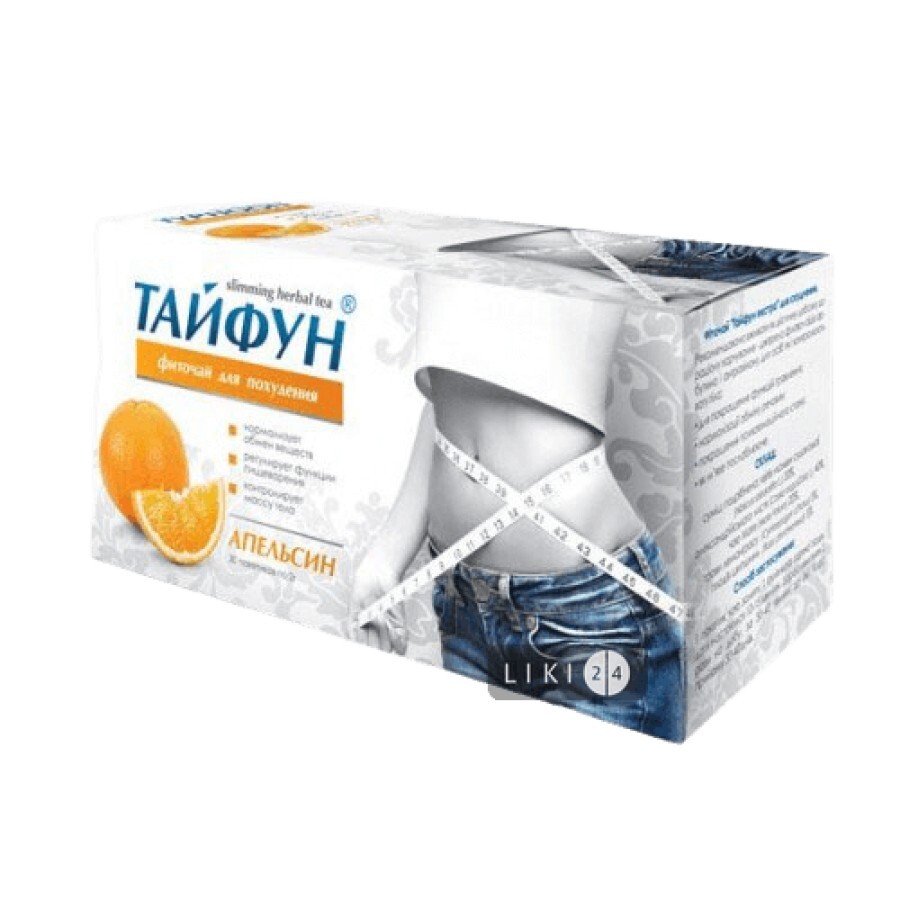 Фіточай Тайфун зі смаком апельсина для схуднення пакет 2 г 30 шт: ціни та характеристики
