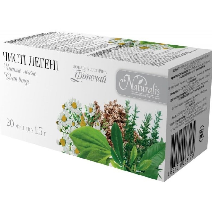 Фіточай "чисті легені" тм "naturalis" чай 1,5 г фільтр-пакет №100: ціни та характеристики