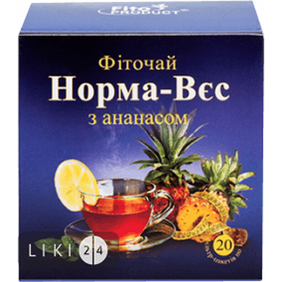 Фіточай Фітопродукт Норма-вага з ананасом №3 фільтр-пакет 1.5 г 20 шт: ціни та характеристики