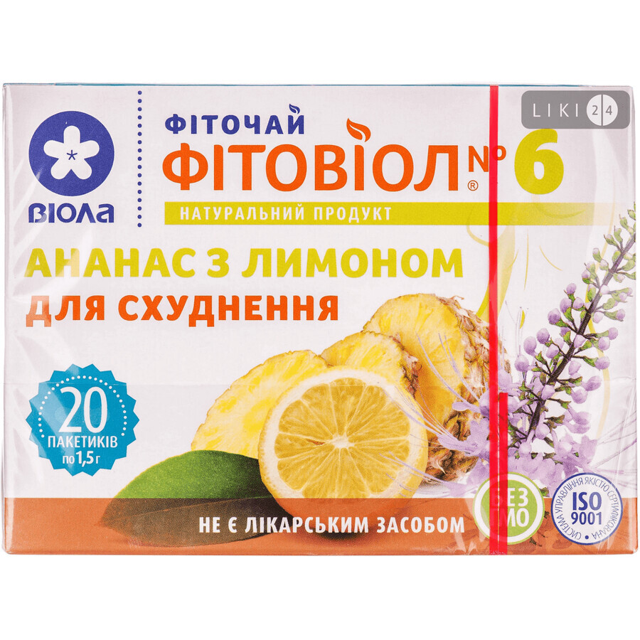 Фіточай Віола Фітовіол Ананас з лимоном №6 фільтр-пакет 1,5 г 20 шт: ціни та характеристики